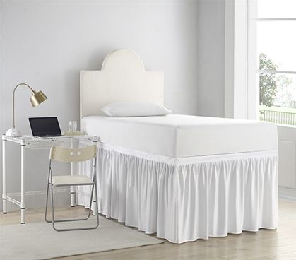 Dorm Bed Skirt, College Dorm Bed, Dorm Room Bed, Dorm Bedding Twin Xl, White Dorm Room, Dorm Bed Skirts, White Bed Skirt, Bedskirts, Small Dorm Room