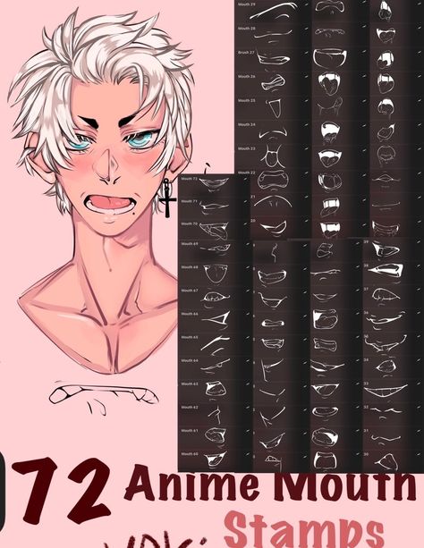 72 Anime Mouth Stamps VOL. 2 Procreate Stamps, Procreate Brushes, Expression, Digital Art Assistance, Anime or Cartoon, Procreate Lineart - Etsy Procreate Lineart, Anime Mouth, Procreate Downloads, Free Procreate Brushes, Anime Mouths, Digital Art Software, Best Procreate Brushes, Procreate Stamps, Free Procreate