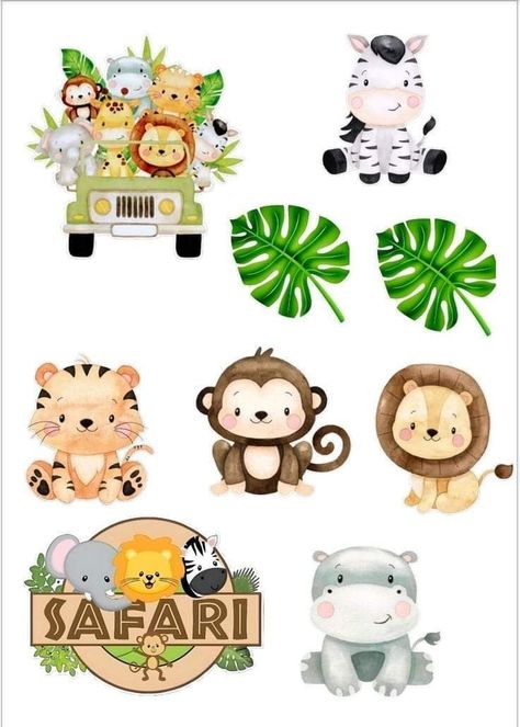 Safari Cake Topper Printable, Safari Cake Topper, Jungle Safari Cake, Cake Topper Printable, Safari Cake, Safari Animals Birthday, Safari Cakes, Batman Birthday Party, Animals Birthday