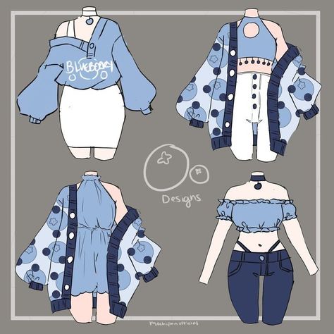 Character Clothing Ideas, Blueberry Outfit, Chibi Outfits, Blueberry Aesthetic, Drawn Outfits, Drawing Outfits, Aesthetic Character, Ninja Outfit, Drawing Bases