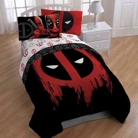 Marvel Deadpool Bedroom Set Red Comforter, Grey Linen Bedding, Bedroom Wallpaper, Marvel Deadpool, Sheet Sets Full, Twin Sheets, Twin Sheet Sets, Sheet Sets Queen, Quilt Sets Bedding