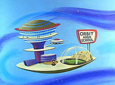 Orbit City, The Jetsons | 26 Fictional Places You Wish You Could Live Jetsons Aesthetic, Jetsons Cartoon, Flintstones Party, Space Age Aesthetic, George Jetson, Googie Architecture, Space Age Design, The Jetsons, Retro Space