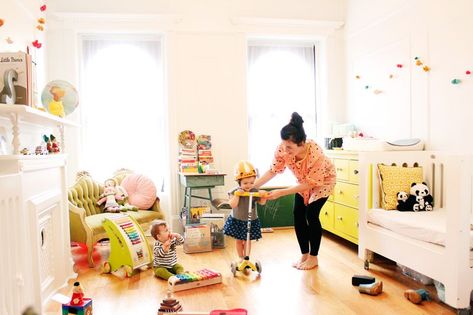 Naomi Davis via A Beautiful Mess Naomi Davis, Colorful Nursery, Love Taza, Playroom Nursery, Adorable Nursery, Colour Theme, Messy Room, Nursery Colors, Beautiful Mess