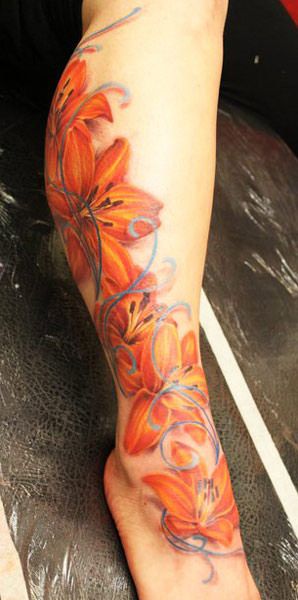 Flower Side Tattoos, Lilly Tattoo, Tiger Lily Tattoos, Tattoo Fairy, Lillies Tattoo, Flower Tattoo On Side, Lily Flower Tattoos, Ribbon Tattoos, Tattoos For Women Flowers