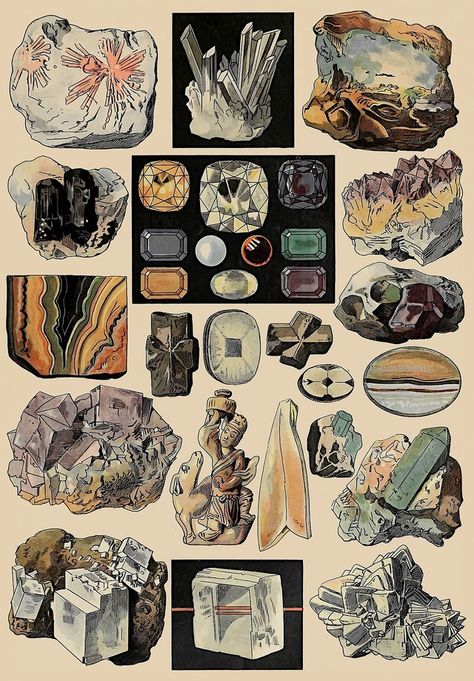 Geology Rocks Mineral, Geology Art, Turn To Stone, Geology Rocks, Vintage Botanical Prints, Magical Art, Scientific Illustration, Minerals And Gemstones, Science Art