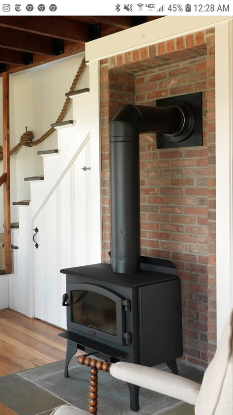 Wood Stove Under Stairs, Wood Stove And Tv, Cabin Wood Burning Stove Ideas, Finished Basement Ideas With Woodstove, Wood Stove Surround Metal, Woodstove Surrounds, Turkish Wood Stove, Wood Stove Corner Ideas, Small Wood Burning Stove Cubic Mini Wood Stoves🔥