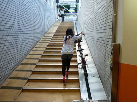 bike escalators and ramps Ramps Architecture, Streetscape Design, Ramp Design, Bike Lift, Urban Intervention, Last Mile, Expensive Furniture, Urban Furniture, Problem Solved