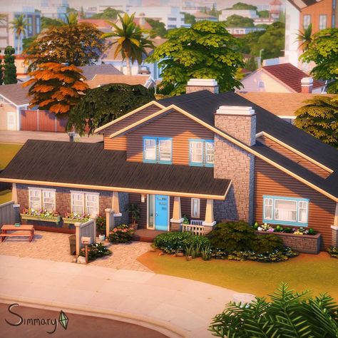 Sims 4 That 70s Show, Big Sims House, Sims 4 Get Famous House, Sims 4 70s House, Miley Cyrus House, The Sims 4 Houses Ideas, 70s House Exterior, 70’s House, Sims Lots