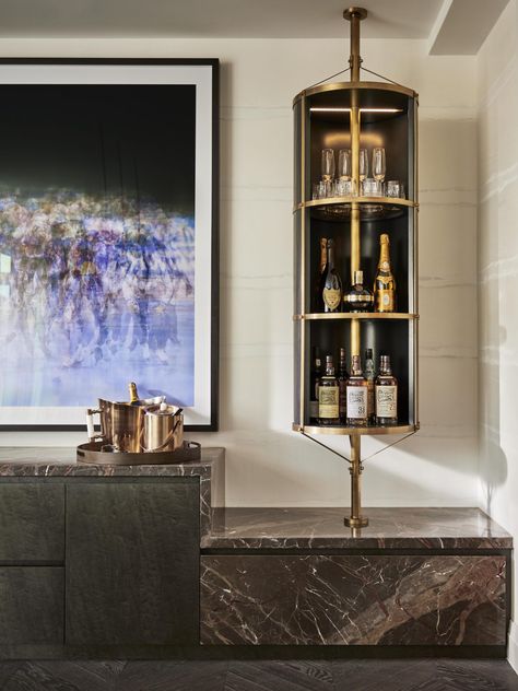 Portman Square Penthouse, Marylebone - Base Interior Wine Cabinet Design, Loft Style Homes, Retro Apartment, Bar Unit, Maximalist Interior, Hotel Room Design, H Design, Mobile Bar, Google Lens