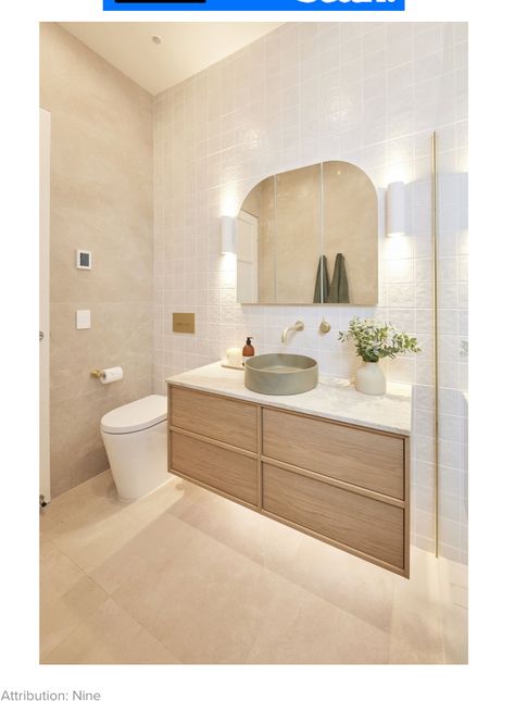 Mezzanine Bathroom, The Block Bathroom, The Block Australia, Outdoor Renovation, Master Bath Vanity, Spec House, Bathroom Renovation Ideas, Homes To Love, Modern Mediterranean