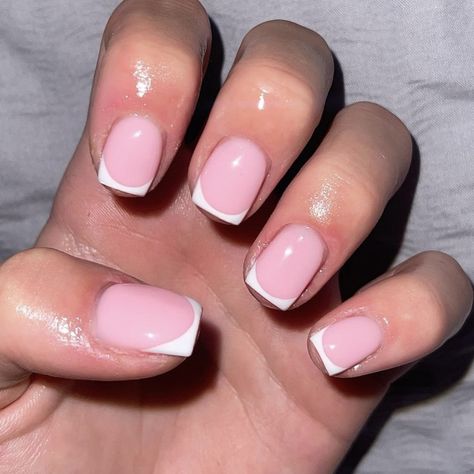 Short Biab Extensions, Baby Pink Biab Nails, Biab Extensions Nails, Biab Nails Pink, Biab Extensions, Pink Biab Nails, Basic Acrylics, French Biab, French Tip Biab