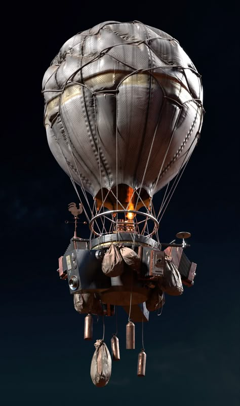 ArtStation - Vulturing Balloon, Bohdan Lvov Steampunk Technology, Fountain Pen Drawing, Hot Air Balloons Art, Composition Photo, Flying Balloon, Air Ship, Steampunk Airship, Steampunk World, Dark Materials