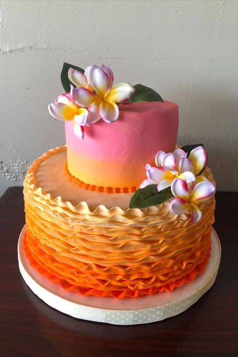 Cake Hawaiian Birthday Cakes, Tropical Birthday Cake, Summer Birthday Cake, Beach Birthday Cake, Teen Cakes, Hawaiian Birthday, Creative Birthday Cakes, Cool Birthday Cakes, Pretty Birthday Cakes