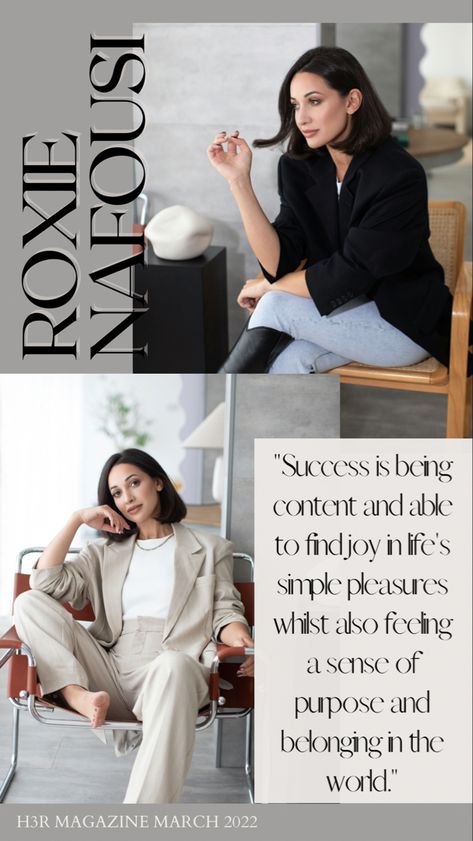 Women in Business
Business ideas
Blogging
Design
Art 
Food
Entrepreneur 
Success
Pop culture
H3R Magazine Roxie Nafousi, Simple Pleasures, Self Development, Personal Branding, Fall Hair, Roxy, Business Women, Interview, Short Hair Styles