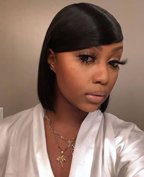 OMGBEAUTYHAIR LTD’s Instagram photo: “Love her hair and lash😍 click link in my bio to order bob lace wig and mink lash 👆  #hotbeautyhair #blackgirlmagic #thecutlife…”