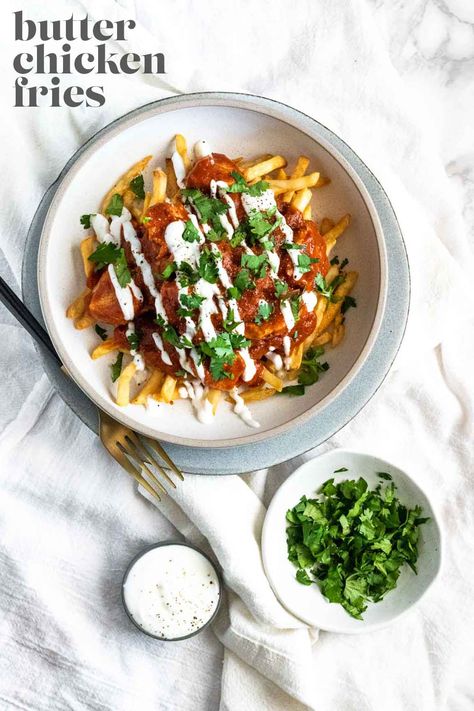 Butter Chicken Poutine, Grilled Potato Recipes, Chicken Poutine, French Fry Sauce, Creamy Sauce For Chicken, Roasted Broccoli And Carrots, Perfect Potatoes, Baked French Fries, Crispy Chicken Wraps