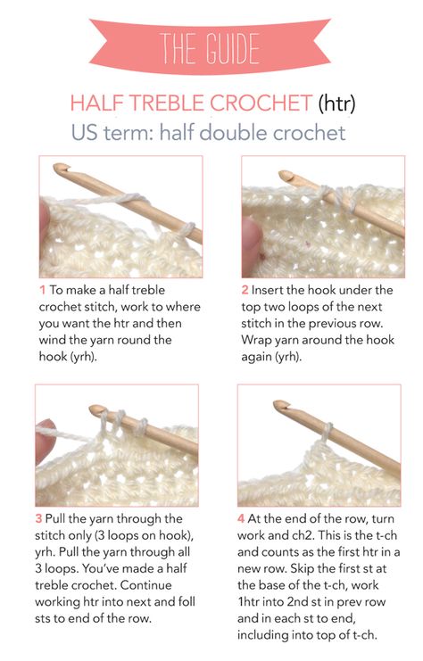 Half Treble Crochet, Triple Crochet Stitch, Triple Crochet, Treble Crochet, Crochet 101, Simply Crochet, Crochet Knit Stitches, Crochet Lessons, Crochet Magazine