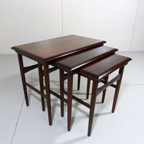 For sale: Rosewood Nesting Tables by Dyrlund Denmark Nesting Tables, Bar Table, Vintage Design, Denmark, Coffee Table, For Sale, Furniture, Quick Saves, Home Decor