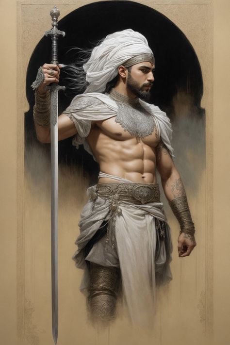 Elegant Persian Warrior in Traditional Attire" This elegant Persian warrior, created using neural networks, embodies courage and grace. The impressive detailing of the armor and fabric highlights his noble status. Perfect for fans of historical and digital art. #PersianWarrior #CombatArt #StableDiffusion #DigitalArt Persian Warrior Art, Warriors Drawing, Mens Pictures, Persian King, Persian Warrior, Warrior Drawing, Combat Art, Traditional Attire, Carnival Costumes