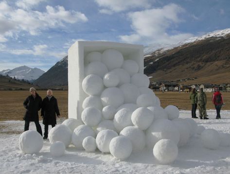 Snow Art Livigno Italy, Winter Fruits, Ice Party, Snow Balls, Photo Zone, Winter Fruit, Snow Sculptures, Snow Art, White Party