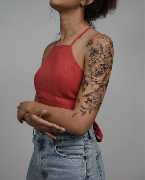 #sleeve #tattoo #tattoosforwomen Sleeve Tattoo Placement, Women Half Sleeve Tattoo Classy, Upper Arm Half Sleeve, Half Sleeve Tattoo Upper Arm, Quarter Sleeve Tattoo, Tattoo Upper Arm, Quarter Sleeve Tattoos, Upper Arms, Half Sleeve Tattoo