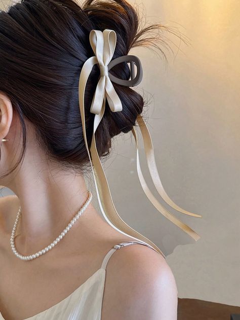 1pc Ladies' Solid Colored Double Layer Butterfly Bowknot Hair Claw Clip With Streamers, Ideal For Daily UseI discovered amazing products on SHEIN.com, come check them out! Ballet Hairstyles, Rhinestone Hair Pin, Latest Hair, Hair Accessories Clips, Hair Claw Clip, Hair Claws, Hair Clips Girls, Ribbon Hair, Trendy Clothes