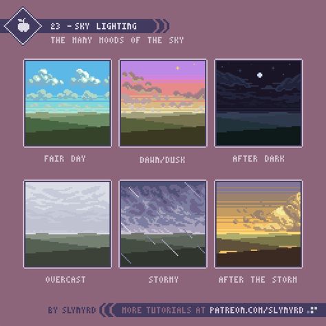 Sky Lighting How To Pixel Art, Pixel Art Landscape, Pixel Art Background, Pixel Animation, Pixel Art Tutorial, 8bit Art, Pixel Art Characters, Pixel Design, Pixel Art Games