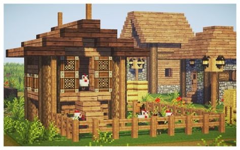 mineblr Chalet Minecraft, Minecraft Chicken, Construction Minecraft, Minecraft Decoration, Bangunan Minecraft, Minecraft Farm, Minecraft Cottage, Minecraft House Tutorials, Easy Minecraft Houses