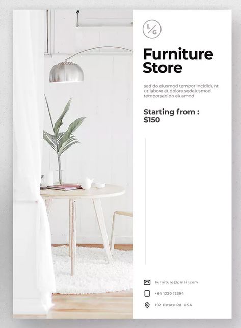 Interior Design Leaflet, Design De Configuration, Catalog Design Layout, Banner Design Layout, 포트폴리오 레이아웃, Page Layout Design, Minimal Furniture, Furniture Ads, Leaflet Design