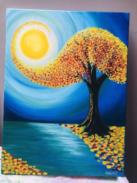 Cool Acrylic Painting Ideas, Simple Art Ideas, Nails Design Simple, Acrylic Painting Unique, Pointalism Art, Acrylic Painting Ideas For Beginners, Sky Art Painting, Painting Ideas For Beginners, Acrylic Painting Ideas