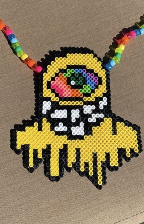 Pearlers Rave, Perler Bead Patterns Edm, Trippy Perler Beads, Lost Lands Perler, Rave Candies, Subtronics Perler Pattern, Subtronics Perler, Trippy Perler, Rave Perler Ideas