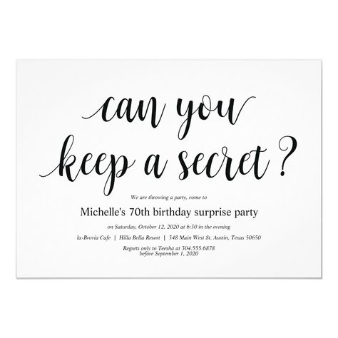 Birthday Surprise Party Invitation Cards #birthdayinvitations #birthday #1stbirthdayinvitations #quinceanerainvitations #birthdayinvitationstemplate #birthdayinvitationcard #disneybirthdayinvitations #zazzle #zazzleinvitation Backyard Beach Party, Surprise Party Invitations, Invitation Card Party, Surprise Birthday Invitations, Secret Party, Anniversary Surprise, 60th Birthday Invitations, Marriage Invitations, Invitation Party