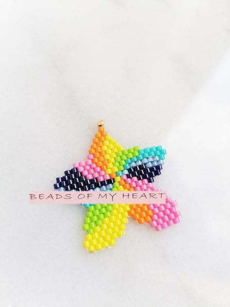 Rainbow Star Colorful PDF Miyuki Delica Sead Bead Brick Stitch Pattern for Jewelry , Charm , Earrings Bead Brick Stitch, Brick Stitch Pattern, Rainbow Star, Bead Pattern, Brick Stitch, Charm Earrings, Beading Patterns, Stitch Pattern, Etsy Earrings