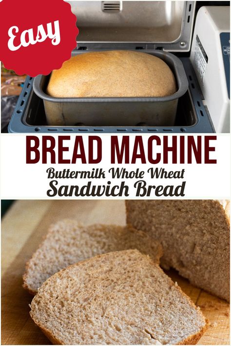 Bread Machine Buttermilk Whole Wheat Sandwich Bread is so good! You'll never buy sandwich bread again, when you can make it yourself and it is this good and so easy! Just put everything in the bread machine and it does all the work! Whole Wheat Sandwich Bread Recipe, Bread Machine Wheat Bread Recipe, Whole Wheat Sandwich Bread, Wheat Sandwich Bread, Savory Bread Recipe, Buttermilk Bread, Gourmet Chicken, Baking Recipes For Kids, Wheat Bread Recipe