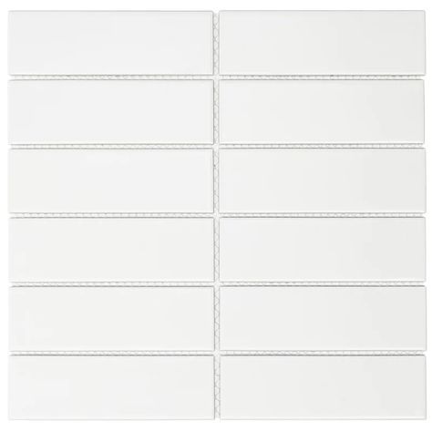 TheMosaicFactory 6" x 2" Straight Edge Porcelain Grid Mosaic Sheet Tile | Wayfair White Mosaic Tile, Mosaic Tile Sheets, Rectangle Tiles, Turquoise Art, Tile Texture, White Mosaic, Porcelain Mosaic Tile, Tile Saw, Tile Inspiration