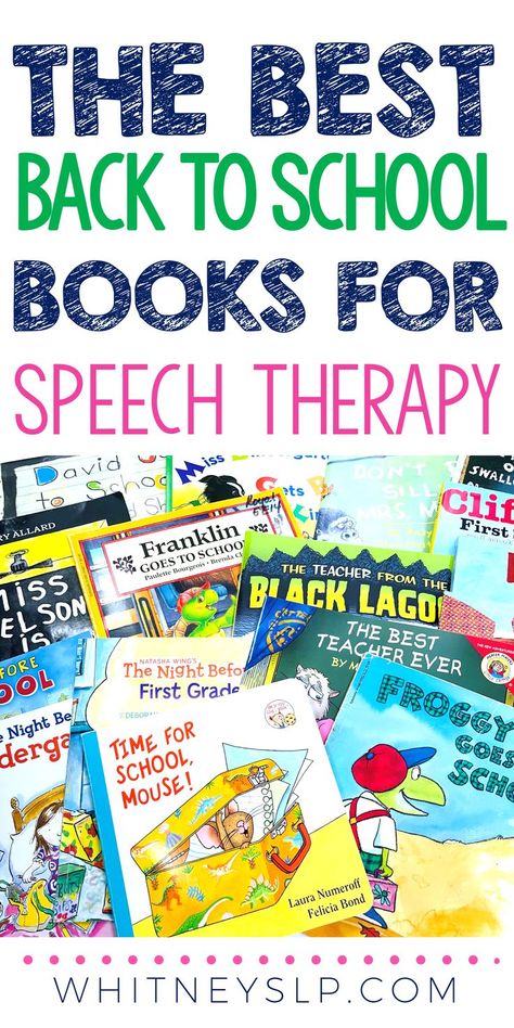 If you're looking for Back to School Books for Speech Therapy, this post includes a list of some of the best...and some surprise freebies! Book Companions For Speech Therapy, Back To School Speech Therapy Activities, Speech Therapy Activities Elementary, Speech Therapy Book Companions, Back To School Speech Therapy, Books For Speech Therapy, Back To School Books, School Speech Therapy, Slp Ideas