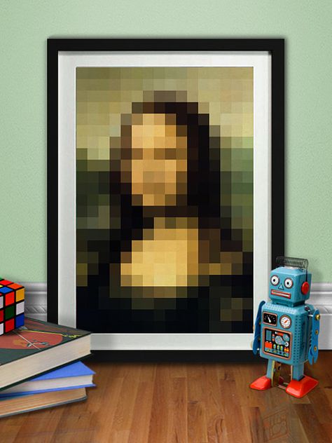 Mona Lisa Abstract Portrait, Da Vinci Modern Poster, Printable Pixel Art Print, Digital Illustration, Download, Home Decor, Nursery, Design Lego Mona Lisa, Mona Lisa Geometric Art, Famous Art Pixelated, Cross Stitch Monalisa, Mona Lisa Cross Stitch Pattern, Couch Art, Square Art, Poster Printable, Modern Poster