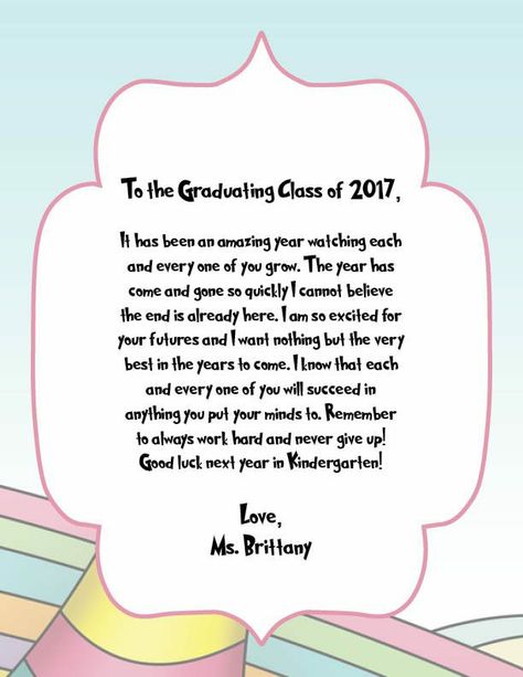 Kindergarten Graduation Speech, Preschool Graduation Speech, Preschool Graduation Poems, Graduation Letters, Preschool Graduation Songs, Vpk Graduation, Kindergarden Graduation, Graduation Letter, High School Quotes