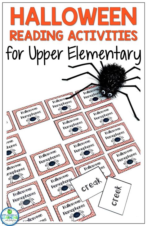 Don't fall behind at Halloween! Instead use the holiday to engage your students in great skills based reading activities. This article provides a variety of fun and engaging Halloween reading ideas that are perfect for the upper elementary classroom. From spooky reading recommendations to reading comprehension practice to Halloween reading activities, your students will be engaged and learning right up to Halloween. #ElementaryReading #HalloweenReading #UpperElementary #3rdGrade #4thgrade #5thGr Halloween 4th Grade Activities, Halloween Activities 3rd Grade, 5th Grade Halloween Activities, 4th Grade Halloween Activities, Halloween Reading Games, Upper Elementary Halloween, Fall Literacy Activities, Halloween Reading Activities, Fall Reading Activities