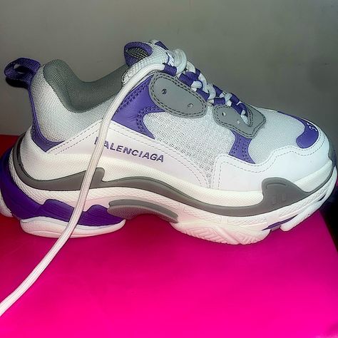 Brand : Balenciaga Color(S) : Purple , Gray , White Balenciaga Triple S White, Shoes Balenciaga, Balenciaga Shoes, Balenciaga Triple S, Purple Gray, Womens Shoes Sneakers, Gray White, Balenciaga, Shoes Sneakers