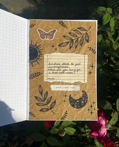 Cottage Core Journal Ideas, Quotes For Journal Covers, Birthday Journal Ideas Aesthetic, Last Page Of Journal, Aesthetic Simple Journal Ideas, Quotes Journal Pages, Simple Journal Design, Jourling Aesthetic, Diary Creative Ideas