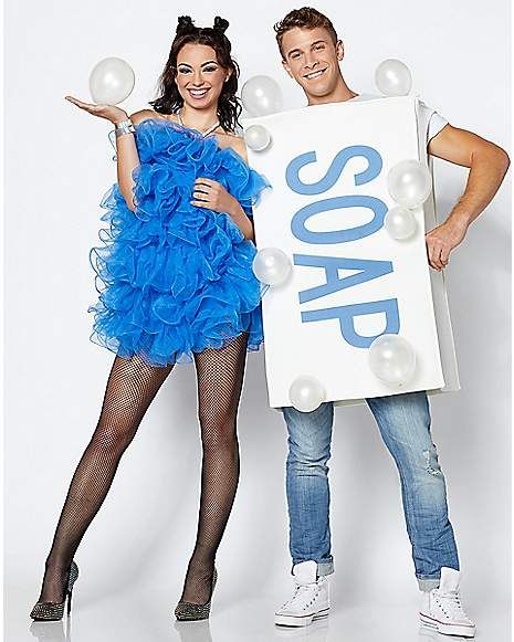 Fake Bubbles, Soap Costume, Loofah Costume, Funny Couple Costumes, Mummy Wrap, Classy Halloween Costumes, Couples Costume, Duo Halloween Costumes, Holiday Leggings