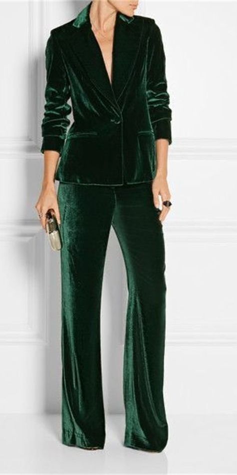 Hunter Green Outfit, Work Blazer, Black Playsuit, Suit Material, Top Skirt Set, Pant Suit, Velvet Blazer, Green Outfit, Blazer Outfits