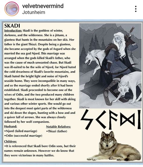 Norse Pagan Gods And Goddesses, Fenrir Offerings, Skadi Norse Goddess, Norns Goddesses, Skadi Norse Mythology, Vidar Norse Mythology, Norns Norse Mythology, Volva Norse Witch, Ullr God