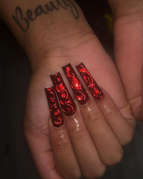 Chrome has my heart rn😩❤️‍🔥 Using @notpolish_nails chrome in “Ruby Crown” use code “TIPTOP” at checkout #nailtech #nails #nailsofinstagram #nailart #acrylicnails #pinknails #whitenails #gelnails #naildesigns #jacksonmsnailtech #winternails #freestylenails #longnails #rednails #gelpolish #pastelnails #glitternails #rainbownails #whitenails #nailstyle #longnails #squarenails #coffinnails #manicure #atlantanailtech #chromenails #ombrenails #springnails #atlnailtech #explorepage Red Exotic Nails, College Nails, Ruby Nails, Pastel Nails, Rainbow Nails, Exotic Nails, Halloween Make Up, Chrome Nails, Square Nails