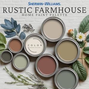 Sherwin Williams French Farmhouse Color Palette French Country Paint Colors Whole Home Palette - Etsy Whole House Paint Colors 2024, Sw Upward, Farmhouse Bedroom Paint Colors, Home Paint Palette, Whole House Color Scheme, Modern Farmhouse Paint Colors, Farmhouse Color Palette, House Palette, Farmhouse Color