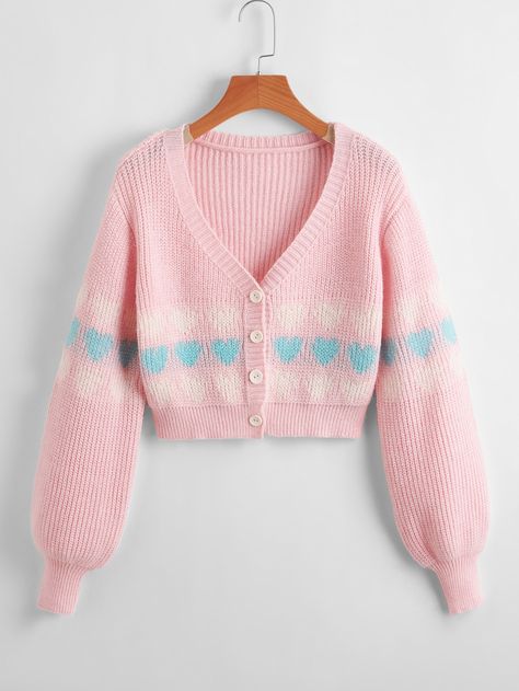 Cardigan Rosa, Ethical Clothing Brands, Heart Cardigan, Pattern Cardigan, Knitted Heart, Cardigan Crop Top, Cute Cardigans, Cardigan Crop, Crochet Fashion Patterns