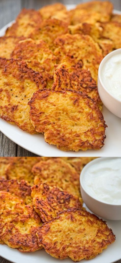 These delicious Potato Carrot Pancakes are healthy, very easy to make, and kids love them! This recipe requires only 5 ingredients and 20 minutes of your time. Carrot Potato Fritters, Carrot Potato Recipes, Carrot And Potato Recipes, Potato And Carrot Recipes, Potato Carrot Recipe, Kid Dinner, Potato Fritters Recipe, Carrot Pancakes, Recipes Potatoes