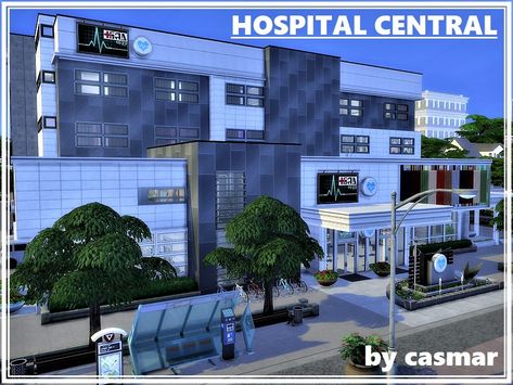 Sims 4 — Hospital Central by casmar — Finally finished! The largest hospital ever built for the Sims! Fully playable! Sims 4 Hospital, Sims 4 Restaurant, Lotes The Sims 4, Sims 4 Stories, The Sims 4 Lots, Sims 4 House Building, Tumblr Sims 4, Sims 4 Cc Folder, Casas The Sims 4