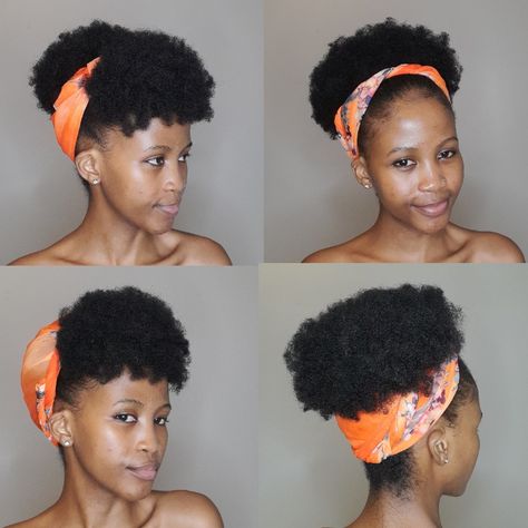 Natural Hairstyles With Head Wrap, How To Style Short Hair With Accessories, Twist Out With Scarf Natural Hair, Headwrap Ideas For Short Hair, Doek Styles With Short Hair, Scarf On Natural Hair, Natural Hair Head Wrap Styles, Headwrap Hairstyles Natural Hair, Wrap Hairstyles African American